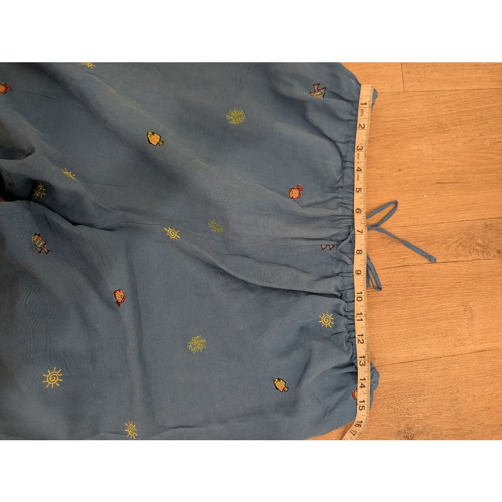 Women's Blue Wide Leg Pants with Tropical Fish Embroidery 16W Resort Wear - Picture 7 of 9